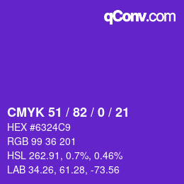 カラーコード: CMYK 51 / 82 / 0 / 21 | qconv.com