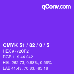 カラーコード: CMYK 51 / 82 / 0 / 5 | qconv.com