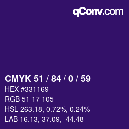 Código de color: CMYK 51 / 84 / 0 / 59 | qconv.com