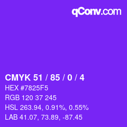 Color code: CMYK 51 / 85 / 0 / 4 | qconv.com