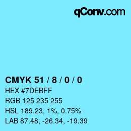 Color code: CMYK 51 / 8 / 0 / 0 | qconv.com