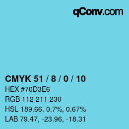カラーコード: CMYK 51 / 8 / 0 / 10 | qconv.com