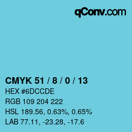 カラーコード: CMYK 51 / 8 / 0 / 13 | qconv.com