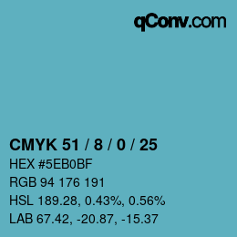 カラーコード: CMYK 51 / 8 / 0 / 25 | qconv.com