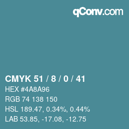 Color code: CMYK 51 / 8 / 0 / 41 | qconv.com