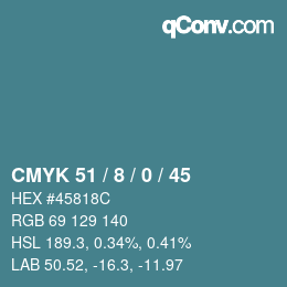 颜色代码: CMYK 51 / 8 / 0 / 45 | qconv.com