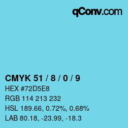カラーコード: CMYK 51 / 8 / 0 / 9 | qconv.com