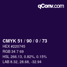 Color code: CMYK 51 / 90 / 0 / 73 | qconv.com