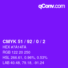 颜色代码: CMYK 51 / 92 / 0 / 2 | qconv.com