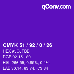 Color code: CMYK 51 / 92 / 0 / 26 | qconv.com