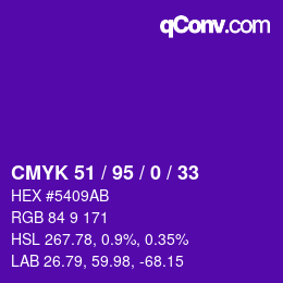 Color code: CMYK 51 / 95 / 0 / 33 | qconv.com
