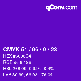Color code: CMYK 51 / 96 / 0 / 23 | qconv.com