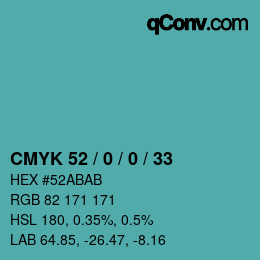 Farbcode: CMYK 52 / 0 / 0 / 33 | qconv.com