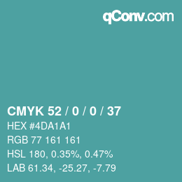 Color code: CMYK 52 / 0 / 0 / 37 | qconv.com