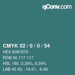 Color code: CMYK 52 / 0 / 0 / 54 | qconv.com