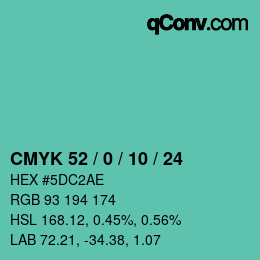 颜色代码: CMYK 52 / 0 / 10 / 24 | qconv.com