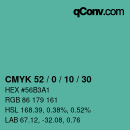 颜色代码: CMYK 52 / 0 / 10 / 30 | qconv.com