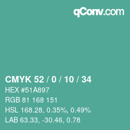 Código de color: CMYK 52 / 0 / 10 / 34 | qconv.com