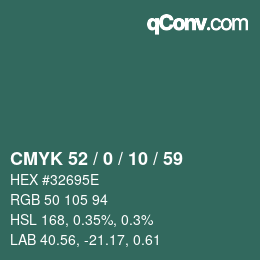 Color code: CMYK 52 / 0 / 10 / 59 | qconv.com