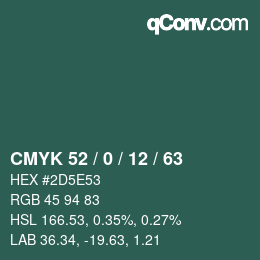 Código de color: CMYK 52 / 0 / 12 / 63 | qconv.com