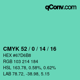 Color code: CMYK 52 / 0 / 14 / 16 | qconv.com