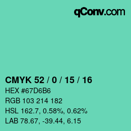 Código de color: CMYK 52 / 0 / 15 / 16 | qconv.com
