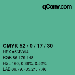 Farbcode: CMYK 52 / 0 / 17 / 30 | qconv.com