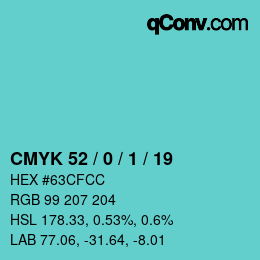 Color code: CMYK 52 / 0 / 1 / 19 | qconv.com