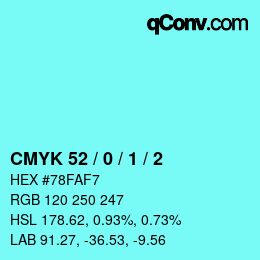 Farbcode: CMYK 52 / 0 / 1 / 2 | qconv.com