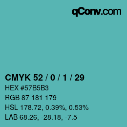 Color code: CMYK 52 / 0 / 1 / 29 | qconv.com