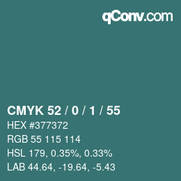 Color code: CMYK 52 / 0 / 1 / 55 | qconv.com