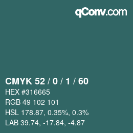 Color code: CMYK 52 / 0 / 1 / 60 | qconv.com