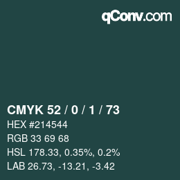 Color code: CMYK 52 / 0 / 1 / 73 | qconv.com