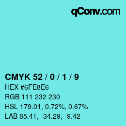カラーコード: CMYK 52 / 0 / 1 / 9 | qconv.com