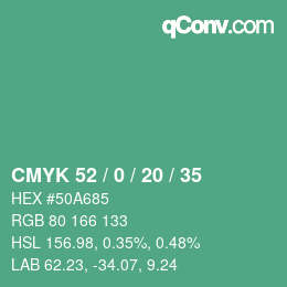 Color code: CMYK 52 / 0 / 20 / 35 | qconv.com