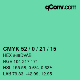 Color code: CMYK 52 / 0 / 21 / 15 | qconv.com