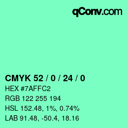 カラーコード: CMYK 52 / 0 / 24 / 0 | qconv.com
