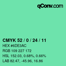 カラーコード: CMYK 52 / 0 / 24 / 11 | qconv.com
