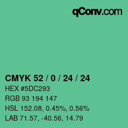 カラーコード: CMYK 52 / 0 / 24 / 24 | qconv.com
