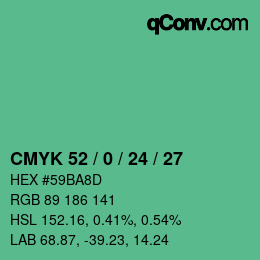 カラーコード: CMYK 52 / 0 / 24 / 27 | qconv.com