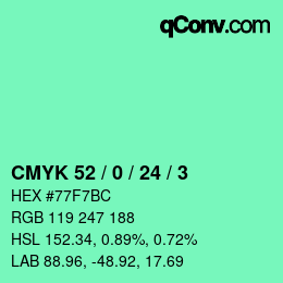 Color code: CMYK 52 / 0 / 24 / 3 | qconv.com