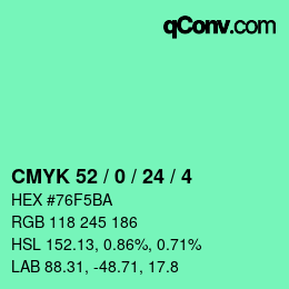 Color code: CMYK 52 / 0 / 24 / 4 | qconv.com