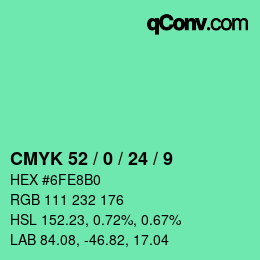 Color code: CMYK 52 / 0 / 24 / 9 | qconv.com