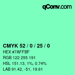 カラーコード: CMYK 52 / 0 / 25 / 0 | qconv.com