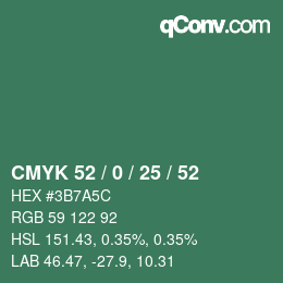Color code: CMYK 52 / 0 / 25 / 52 | qconv.com