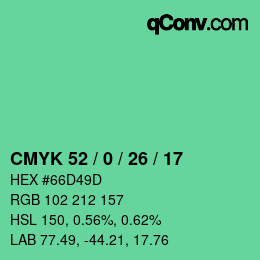 Color code: CMYK 52 / 0 / 26 / 17 | qconv.com