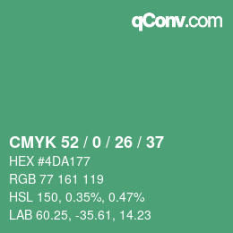 Color code: CMYK 52 / 0 / 26 / 37 | qconv.com