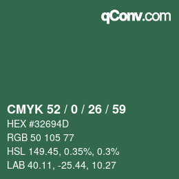 Color code: CMYK 52 / 0 / 26 / 59 | qconv.com