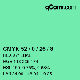 カラーコード: CMYK 52 / 0 / 26 / 8 | qconv.com