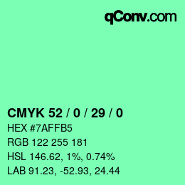 カラーコード: CMYK 52 / 0 / 29 / 0 | qconv.com